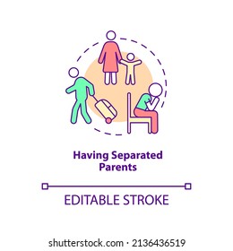 Having separated parents concept icon. Reason for child behavioral problems abstract idea thin line illustration. Isolated outline drawing. Editable stroke. Arial, Myriad Pro-Bold fonts used