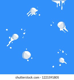 Having Snowballs From Crowd Vector. Isolated Illustration