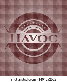 Havoc red badge with geometric pattern. Seamless.