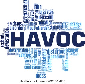 Havoc vector illustration word cloud isolated on a white background.