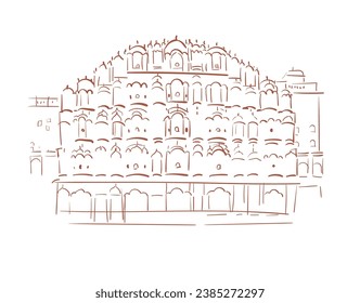 Hawa Mahal Jaipur India vector sketch city illustration line art sketch simple