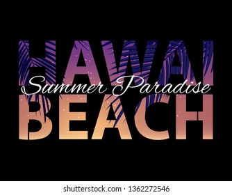 Hawai Beach Summer Paradise Abstract Palm Background. Vector Illustration EPS10