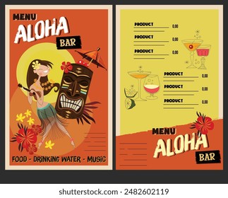 Hawai drink menu template colorful classic decor