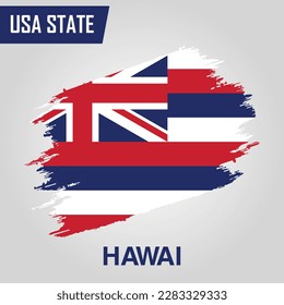 Hawai State Region of United States of America Grunge  Vector flag template 