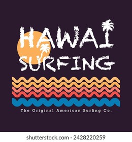 Hawai surf logo. for t-shirt and apparel vector design template