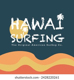 Hawai surf logo. for t-shirt and apparel vector design template