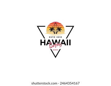 Hawai surf logo. for t-shirt and apparel vector design template