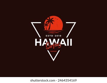 Logotipo del surf de Hawai. para la Plantilla del diseño del Vector de la camiseta y de la ropa