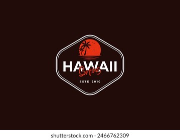 Logotipo del surf de Hawai. para la Plantilla del diseño del Vector de la camiseta y de la ropa