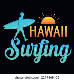 Hawai surfing summer tshirt design vector design