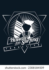 Hawai Surfing Traveller T shirt design 