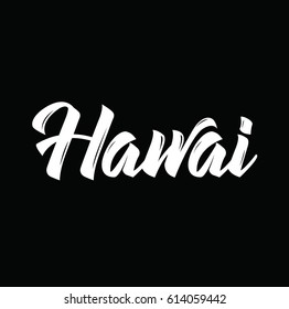 hawai, text design. Vector calligraphy. Typography poster. Usable as background.