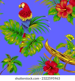 Hawaian and floral beach abstract pattern suitable for textile and printing needs