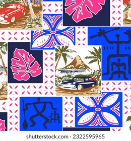 Hawaian and floral beach abstract pattern suitable for textile and printing needs