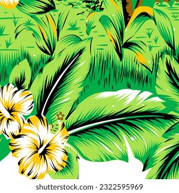 Hawaian and floral beach abstract pattern suitable for textile and printing needs