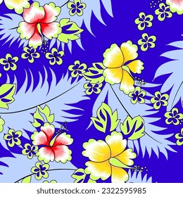 Hawaian and floral beach abstract pattern suitable for textile and printing needs