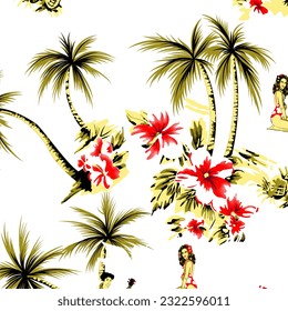 Hawaian and floral beach abstract pattern suitable for textile and printing needs