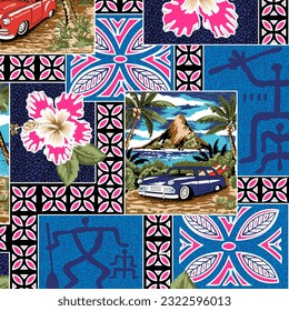 Hawaian and floral beach abstract pattern suitable for textile and printing needs