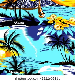 Hawaian and floral beach abstract pattern suitable for textile and printing needs