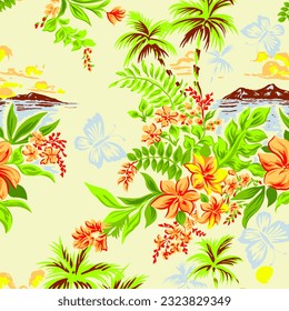 Hawaian and floral beach abstract pattern suitable for textile and printing needs