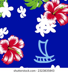 Hawaian and floral beach abstract pattern suitable for textile and printing needs