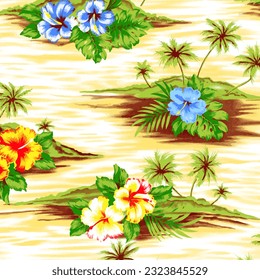 Hawaian and floral beach abstract pattern suitable for textile and printing needs