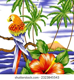 Hawaian and floral beach abstract pattern suitable for textile and printing needs