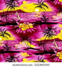 Patrón abstracto hawaiano y floral de playa adecuado para necesidades textiles e imprentas