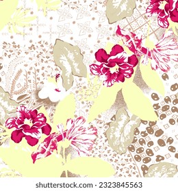 Patrón abstracto hawaiano y floral de playa adecuado para necesidades textiles e imprentas