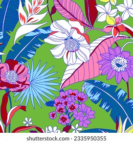 Hawaian and floral beach abstract pattern suitable for textile and printing needs