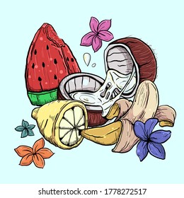 The Hawaian Fruits is illustration for your accesories, Sticker, art, Poster, Banner, Tshirt and others
