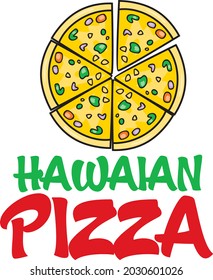 HAWAIAN PIZZA LOGO VECTOR ILLUSTRATION