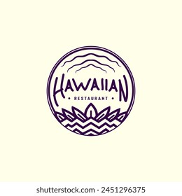 hawaian restaurant logo design bar cafe adventure illustration