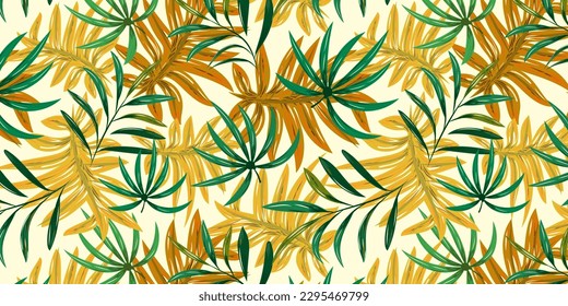 Hawaian style of leaf seamless pattern. beautiful floral leaf pattern. Suitable for casual clothing fabric