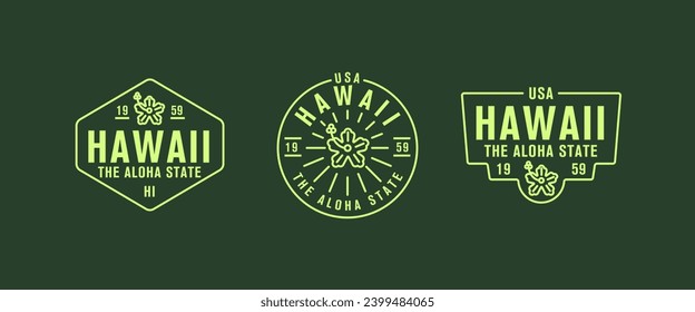 Hawaii - The Aloha State. Hawaii state logo, label, poster. Vintage poster. Print for T-shirt, typography. Vector illustration