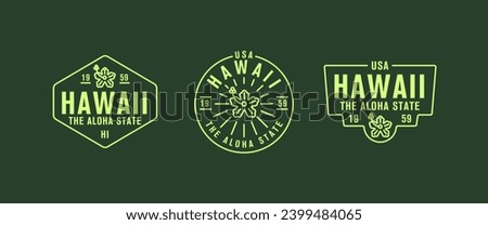 Hawaii - The Aloha State. Hawaii state logo, label, poster. Vintage poster. Print for T-shirt, typography. Vector illustration