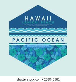 Hawaii beach flowers typography, t-shirt graphics, vectors