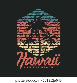 Praia do Havaí Tipografia de ilustração para camiseta, cartaz, logotipo, adesivo ou mercadoria de vestuário