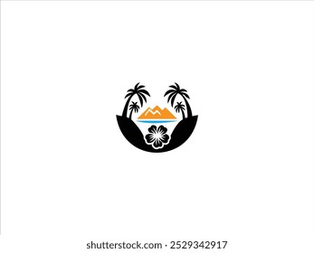 Hawaii beach logo design vector,