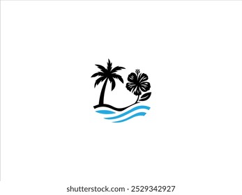 Hawaii beach logo design vector,