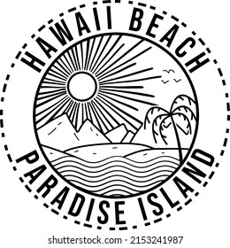 Hawaii Beach Paradise Island T-shirt Design