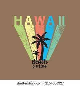 hawaii beach Premium Vector illustration of a text graphic. suitable screen printing and DTF for the design boy outfit of t-shirts print, shirts, hoodies baba suit, kids cottons, etc.