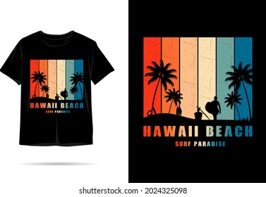 Hawaii beach silhouette tshirt design