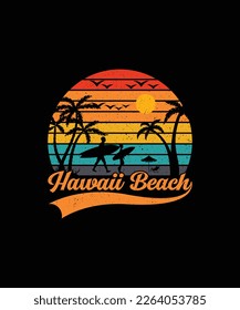 Hawaii Beach, Summer Beach T-shirt Design