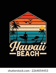 Hawaii Beach, Summer Beach T-shirt Design