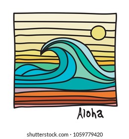 Hawaii beach, surfer poster or t-shirt graphics. Vector illustration