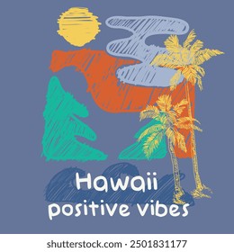 hawaii beach Typography Graphics. concept in vintage style. Sport typography, t-shirt graphics, print, poster, banner, flyer, postcard and more uses.