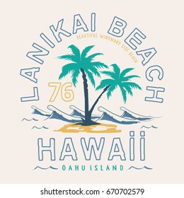 Hawaii Beach Typography, Tee Shirt Graphics, Vectors