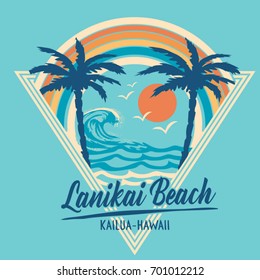 Hawaii Beach Typography, Tee Shirt Graphics, Vectors