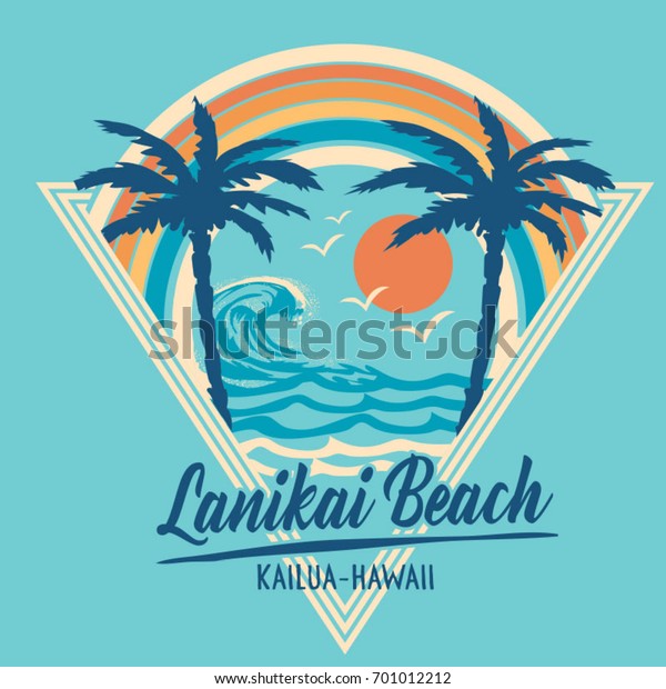 Hawaii Beach Typography Tee Shirt Graphics Stock Vector (Royalty Free ...
